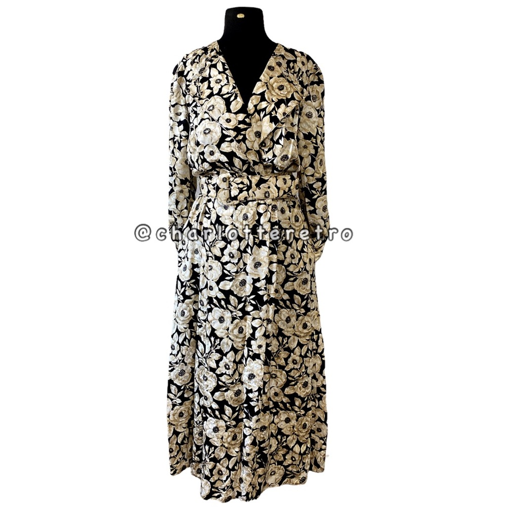 vtg Maggy London Silk Floral Dress w Pockets